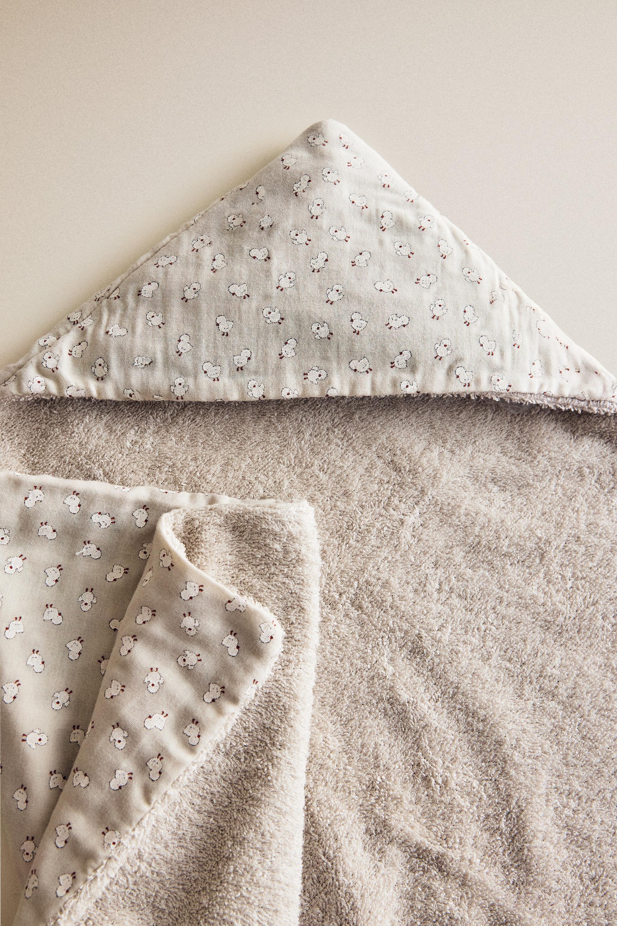 SERVIETTE DE BAIN CAPUCHE BÉBÉ GAZE POUSSINS